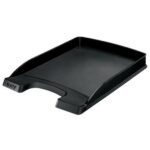 LEITZ Corbeille courrier Plus Slim. Petite capacité. Dim (lxhxp) : 25,5x3,5x35,7 cm. Coloris noir.