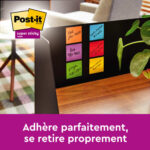 POST-IT® Z-notes Super Sticky Boost 76x76mm. Lot de 5 blocs de 90 F. Ass : orange/vert/bleu/rose/jaune. – Image 4