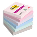 POST-IT® Notes Super Sticky Soulful. 76 x 76 mm. Lot de 6 blocs de 90 F. Ass : rose, bleu et vert.