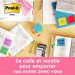 POST-IT® Notes Post-it Poptimistic 38 x 51 mm. 12 blocs de 100 feuilles. Ass : rose, vert, bleu, orange. – Image 2
