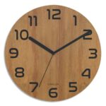 UNILUX Horloge Palma bamboo. Silencieuse. diam : 30 cm, fonctionne avec une pile LR6/AA non fournie