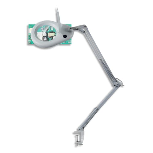450490_d1.jpg UNILUX Lampe loupe LED Zoom blanche. Double bras. Pince. Loupe de 3 dioptries, grossissement de 1,75. – Image 1