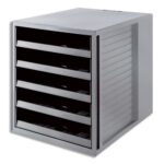 HAN Module de classement 5 tiroirs ouverts. Jusqu'au format A4+. Dim (lxhxp): 27,5x32x33 cm. Coloris gris