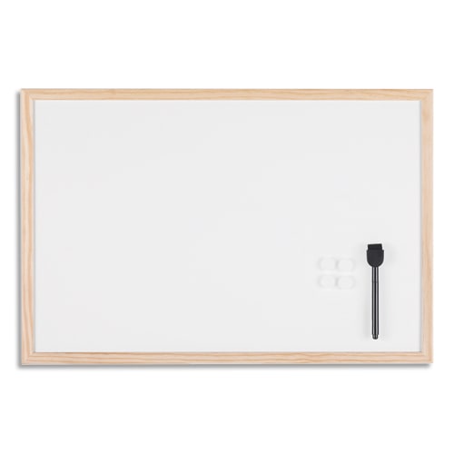 451408_d1.jpg BI-OFFICE Tableau blanc magnétique, surface en acier laqué, cadre en bois de pin. Format 60x40 cm – Image 1