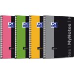 OXFORD Cahier MyNotes spirale 160 pages 90g couverture polypropylène Seyès format A4+. Coloris assortis