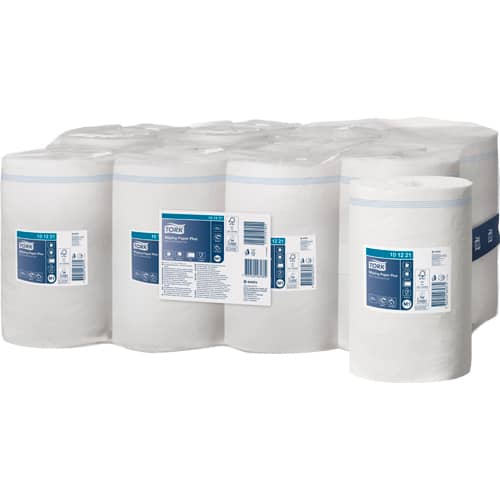 452450_d1-1.jpg TORK Lot de 11 Bobines papier d'essuyage Plus Mini à dévidage central M1 75m Format 21,5 x 35 cm Blanc – Image 1