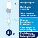 TORK Distributeur de savon liquide S1 en abs - Dimensions : L11,2 x H29,1 x P11,4 cm Blanc – Image 4