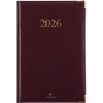 OBERTHUR Semainier KIEV 30,Janvier à Décembre, format 22x30,7cm, couverture rigide Bordeaux