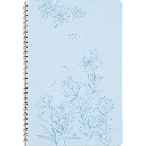 457358_d1-1.jpg OBERTHUR Agenda PRIMROSE 27, spiralé, Janvier à Décembre, format 22x28cm Bleu clair – Image 1