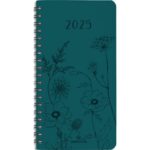 OBERTHUR Semainier PRIMROSE 16P, spiralé, 1 semaine sur 2/P, format 9,5x17,5cm Bleu vert