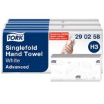 TORK Colis de 5 Paquets de 250 Essuie-mains advanced 2 plis en V motif Ft 23 x 24,8 cm pour TORK H3