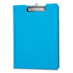 MAUL Porte-bloc à rabat A4 en PVC avec pince métal. Pochette intérieure/porte-stylo. Coloris bleu
