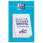 OXFORD Bloc de 60 feuilles BRISTOL OXFORD perforées 12,5 x 20 cm 210g 5x5 Blanc