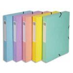 EXACOMPTA Boîte de classement AQUAREL carte lustrée, dos de 6cm, 25x33cm. Assortis pastel