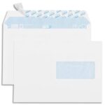 GPV Boîte de 500 enveloppes vélin Blanc 80g C5 162x229mm auto-adhésives avec fenêtre 45x100mm
