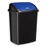 CEP Poubelle à couvercle basculant bleu 50 litres, en polypropylène recyclable L40,5 x H68,5 x P31 cm