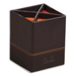RHODIA Pot à crayons Rhodiarama en simili cuir italien, 4 cmpts. Dim (lxhxp) 8x11x8 cm. Coloris Black