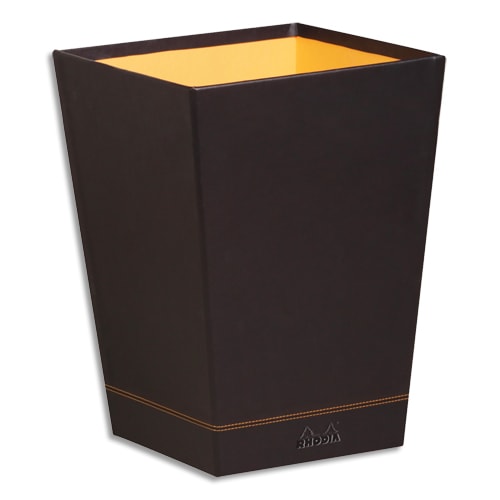 458510_d1.jpg RHODIA Corbeille à papier Rhodiarama 15L en simili cuir italien. Dim (lxhxp) : 24x32x24 cm. Black – Image 1