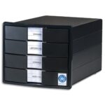 HAN Module classement IMPULS KARMA 4 tiroirs. En PS recyclé. Ange Bleu. Dim (lxhxp): 28x23,5x36,7cm. Noir