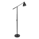 MAUL Lampadaire liseuse Culot E27, Inclinable/orientable, Livrée sans ampoule, noir mat et métal argenté