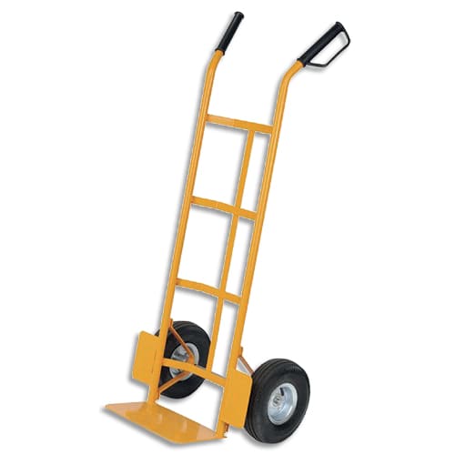 458956_d1-1.jpg VISO Diable de manutention jaune en acier avec 2 roues, bavette 210 x 360 mm. Charge maximale de 200 kg – Image 1