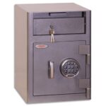 PHOENIX Coffre de dépôt gris chargement avant électronique 47 litres 44,8x32,3cm 54kg avec fente de dépôt