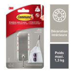 COMMAND Crochet simple adhésif 3M moyen en métal nickel - poids supporté 1,3kg - s'enlève sans trace – Image 4