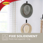 COMMAND Crochet simple adhésif 3M moyen en métal nickel noir - poids supporté 1,3kg - s'enlève sans trace – Image 3