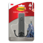 COMMAND Crochet double adhésif 3M grand en métal nickel noir - poids supporté 1,8kg - s'enlève sans trace