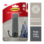 COMMAND Crochet double adhésif 3M grand en métal nickel noir - poids supporté 1,8kg - s'enlève sans trace – Image 2