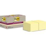 POST-IT Lot de 12 blocs notes Super Sticky Recyclées 47,6x47,6 mm. Jaune Pastel.