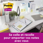 POST-IT Lot de 12 blocs notes Super Sticky Recyclées 76x76 mm. Jaune Pastel. – Image 4