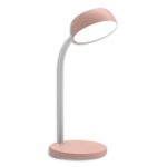 UNILUX Lampe de bureau LED TAMY. Bras flexible pivotant à 360°. 6 kWh/1000h, 3 000K, 20 000h. Rose