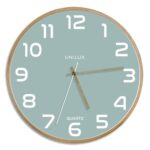 UNILUX Horloge murale Baltic, cadre en bois. Fonctionne avec 1 pile AA fournie. Diamètre 31,5 cm. Verte