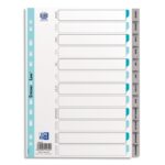 OXFORD Intercalaire mensuel 12 positions en polypropylène 12/100e. Format A4. Coloris gris