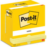POST-IT Lot de 12 blocs repositionnables 655CY 100 feuilles. Format 7,6 x 12,7cm. Coloris Jaune