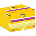 POST-IT Lot de 12 blocs repositionnables SUPERSTICKY 90 feuilles. Format 7,6 x 4,76cm. Coloris Jaune