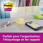 POST-IT Lot de 12 recharges repositionnables ZNOTES SUPERSTICKY 90 feuilles. Format 7,6 x 12,7cm. Jaune – Image 3