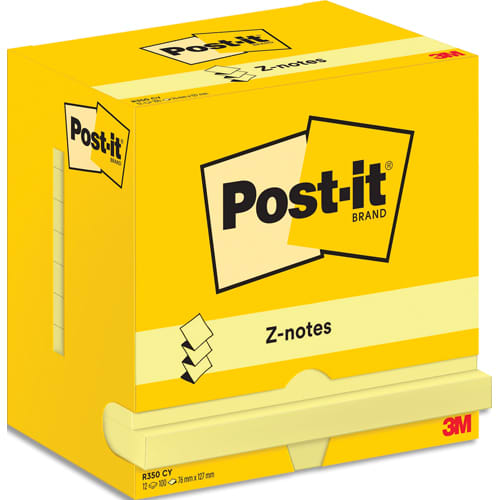 464617_d1-1.jpg POST-IT Lot de 12 recharges repositionnables ZNOTES 100 feuilles. Format 7,6 x 12,7cm. Coloris Jaune – Image 1