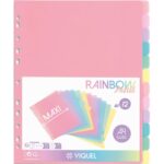 VIQUEL Jeu de 12 intercalaires polypropylène RAINBOW A4 maxi. Coloris multicolores