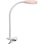 CEP Lampe bureau FLEX à pince. Bras flexible en métal gainé, tête orientable. Variateur d'intensité. Rose
