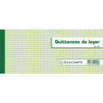 EXACOMPTA Carnet à souche Quittances de loyer 10,1x16,5cm - 50 feuillets - Format horizontal