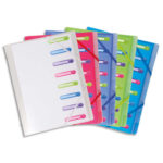 EXACOMPTA Trieur CHROMALINE en polypropylène 8 compartiments A4. Avec pochette 3 rabats.Coloris assortis
