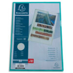 EXACOMPTA Sachet 10 pochettes coins polypropylène grainé 12/100e. Coloris Vert