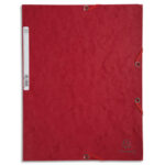 EXACOMPTA Chemise 3 rabats et élastique, en carte lustrée 5/10e, 400gr. Format 24x32cm. Coloris Cerise