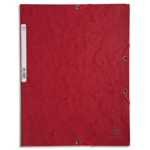 465199_d1.jpg EXACOMPTA Chemise 3 rabats et élastique, en carte lustrée 5/10e, 400gr. Format 24x32cm. Coloris Cerise – Image 1