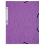 EXACOMPTA Chemise 3 rabats et élastique, en carte lustrée 5/10e, 400gr. Format 24x32cm. Coloris Violet