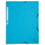 EXACOMPTA Chemise 3 rabats et élastique, en carte lustrée 5/10e, 400gr. Format 24x32cm. Coloris Turquoise