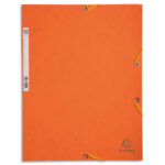 EXACOMPTA Chemise 3 rabats et élastique, en carte lustrée 5/10e, 400gr. Format 24x32cm. Coloris Orange