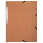 EXACOMPTA Chemise 3 rabats et élastique, en carte lustrée 5/10e, 400gr. Format 24x32cm. Coloris Tabac